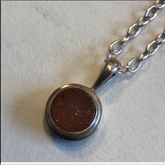 EXEX-925 Silver & Pink Druzy VTG Pendant Boho Statement Necklace - Picture 1 of 6